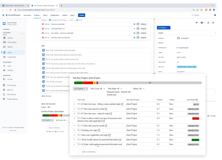 Screen showing managing tests at scale in qTest