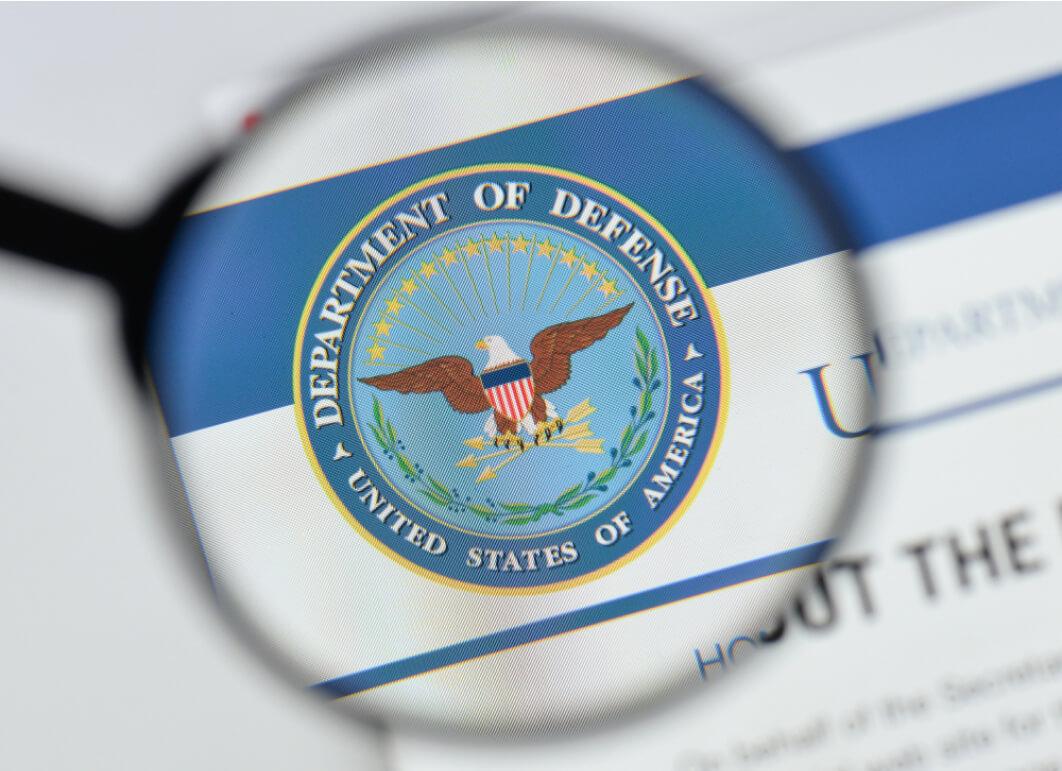 Magnified Department of Defense logo